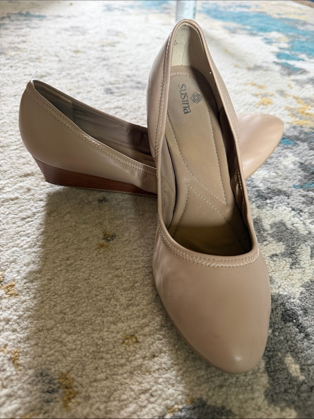 Susina Nude Blush Low Wedge Pumps